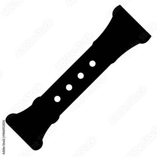 A Black Silhouette of a Recorder, a Traditional Woodwind Instrument