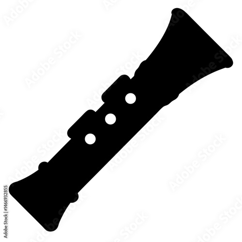 Silhouette of a clarinet musical instrument with three visible finger holes
