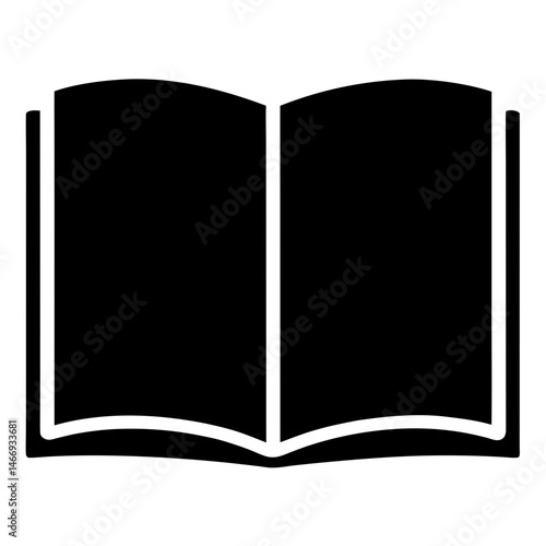 Open book silhouette with a simple and minimalistic design, black and white