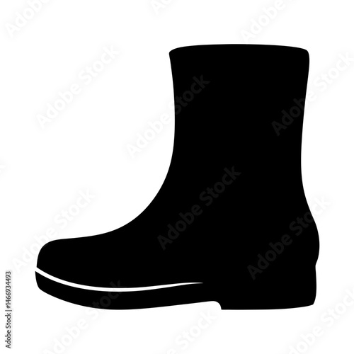 A stylized black silhouette of a short boot for casual wear
