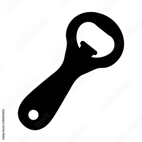 A minimalistic black bottle opener illustration, perfect for beverages and social gatherings