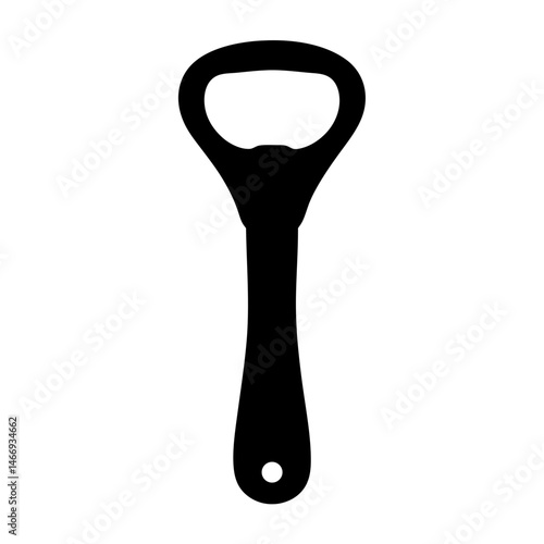 Simple bottle opener with a hole at the base in black silhouette