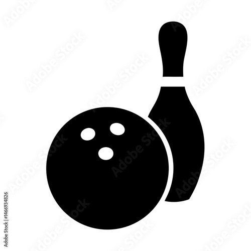 Bowling ball and pin silhouette illustration for bowling alley, lane design
