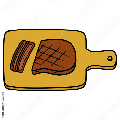 steak on cutting mat illustration hand drawn isolated vector