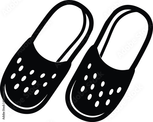 pair of black shoes vector