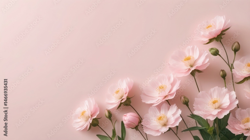 delicate pink flowers blooming in soft focus border delicate pink flowers blooming in soft focus border