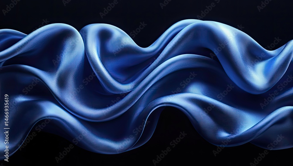Fototapeta premium Blue Silk Waves with Dark Background.