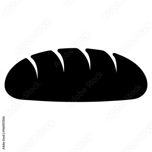 A silhouette of a loaf of bread with scored top crust pattern