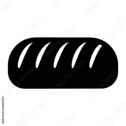 Minimalist loaf of bread illustration in black silhouette and white background