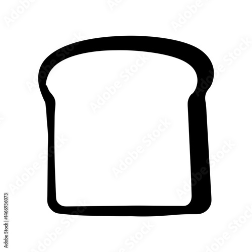 A simple black and white illustration of a slice of bread outline