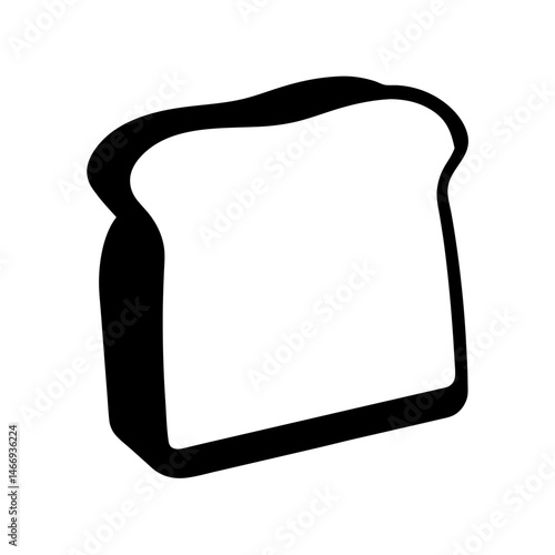 Single slice of black and white bread illustration on white background
