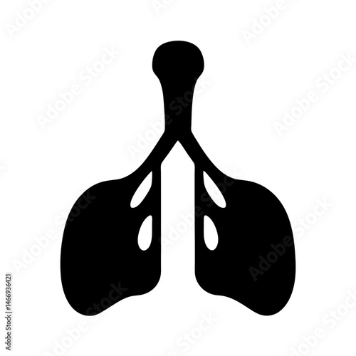 Stylized black silhouette illustration of the human lungs and trachea system