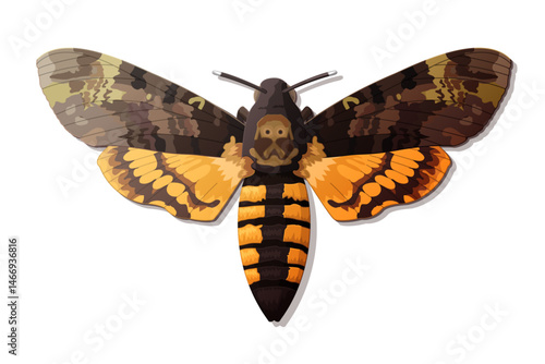 vector realistic butterfly. Cartoon color volume clip art isolated on transparent background. Hand drown design element.