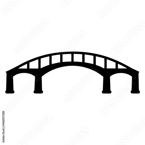 Silhouette of an Arched Bridge with Rectangular Supports and Rounded Piers