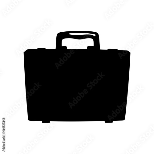 Silhouette of a classic black briefcase symbolizing business and travel in general