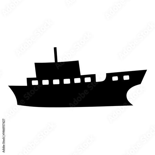 Silhouette of a whimsical cargo ship at sea ready to sail off