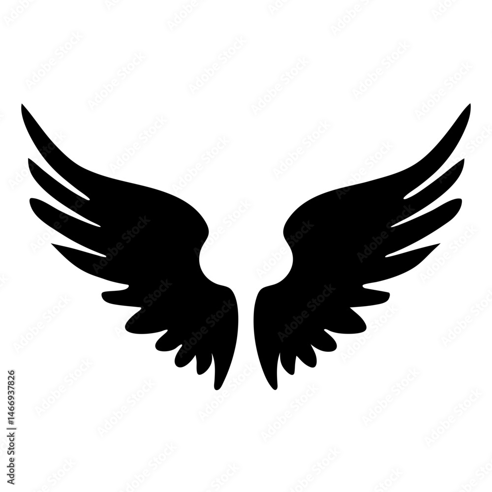 Obraz premium Elegant black wings spread wide, conveying themes of freedom and spirituality