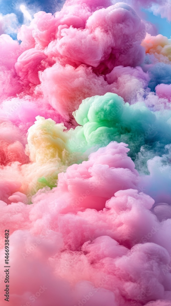 Fototapeta premium Pastel Rainbow Smoke Clouds - Dreamy, Whimsical Background