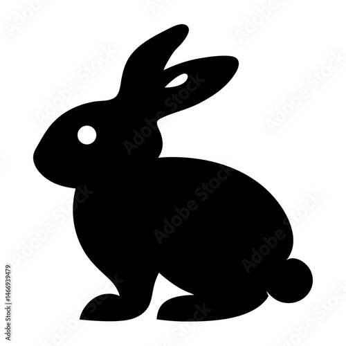 Silhouette of a bunny rabbit with long ears and a fluffy tail