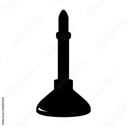 Black and white silhouette of a traditional plunger tool on white background