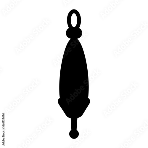 Elegant ornamental pendant with a circular loop design in black silhouette