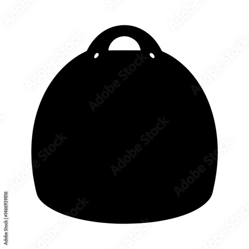 Silhouette of a black duffel bag with a handle on white