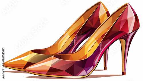 Transparent available
Pair of elegant high heels with a glossy finish, isolated on a white background