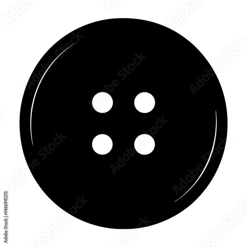 Simple black and white button with four holes, a classic design