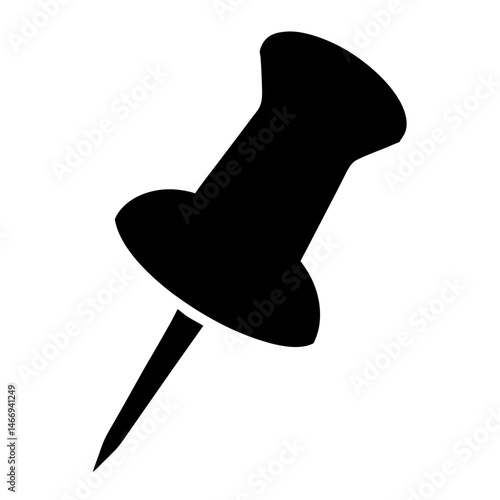 Bold black silhouette of a pushpin for bulletin boards or other pinning