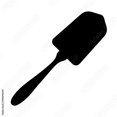 Black Silhouette of Cake Server or Spatula on Plain White Background