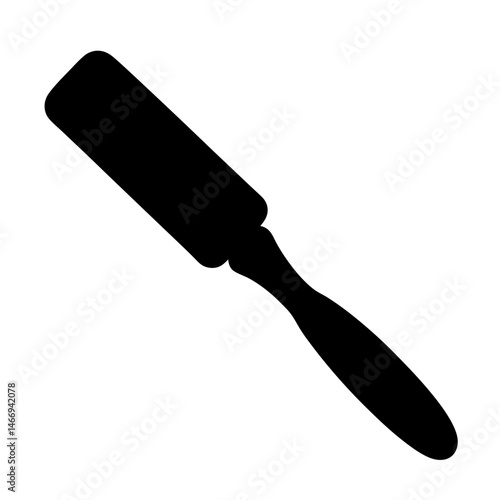 Black silhouette illustration of a woodworking chisel on a white background