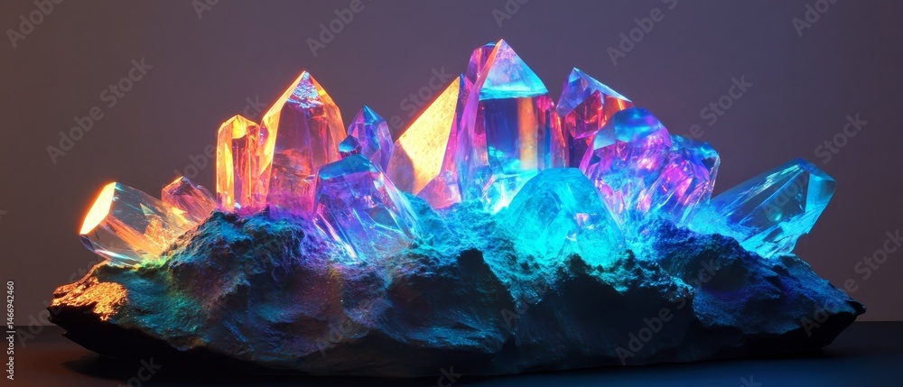 A colorful rock formation with a blue and purple hue