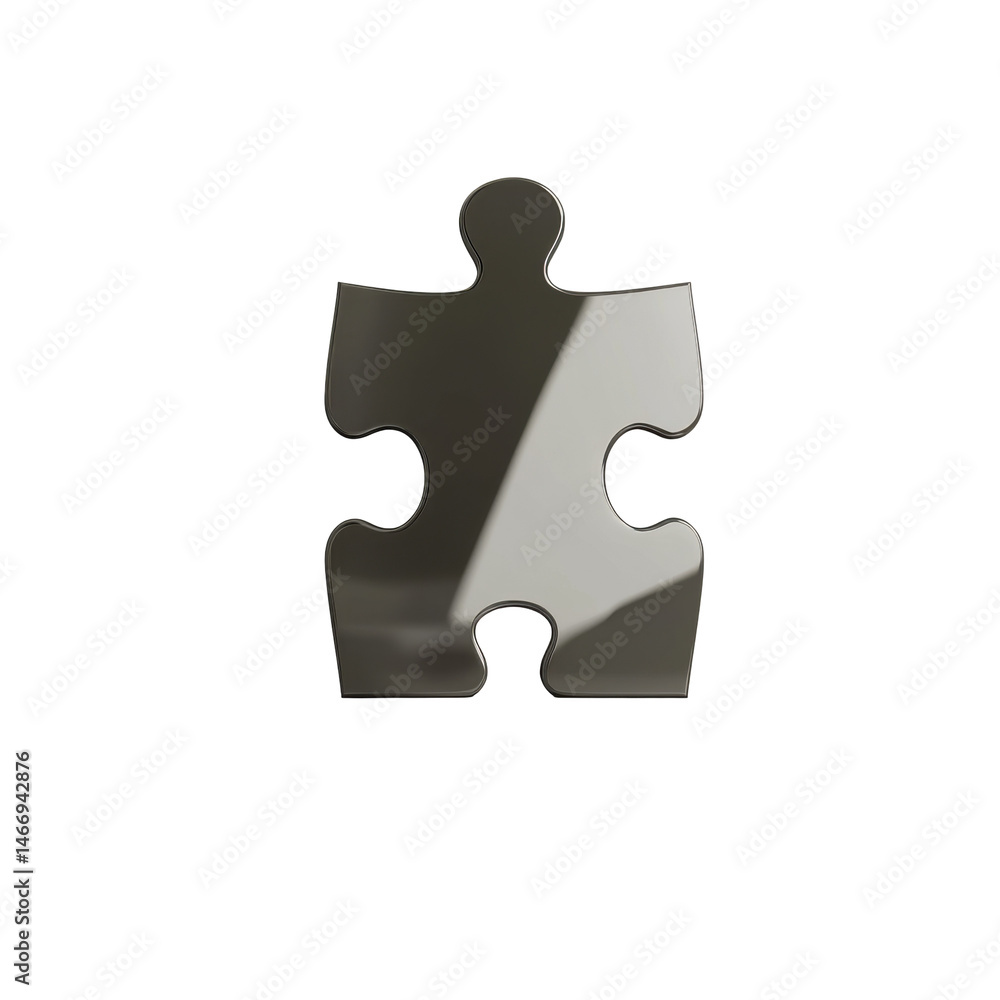 Fototapeta premium Sleek Black Puzzle Piece on a Transparent Background Ideal for Design and Creativity Projects