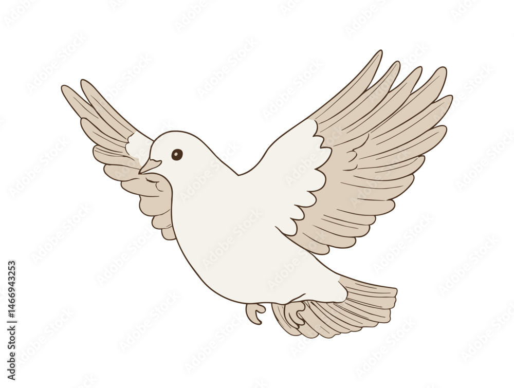 Obraz premium Flying Dove Vector Illustration – Peace Bird Clipart with Open Wings