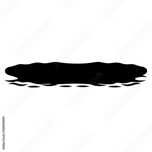 A dense black shape reminiscent of a body of water element