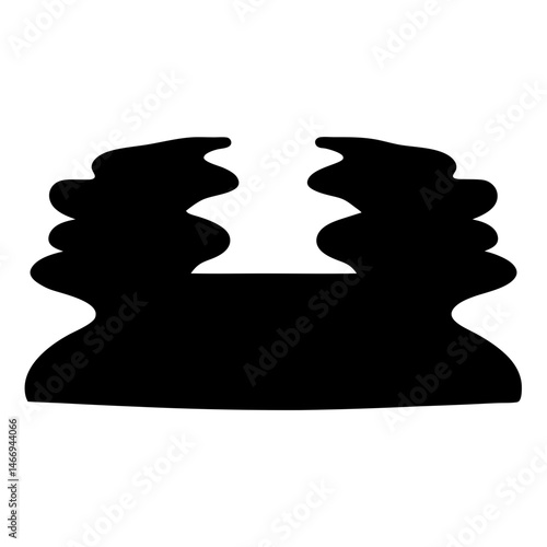 Abstract black symmetrical shape on white background, resembling cloud or ink blot