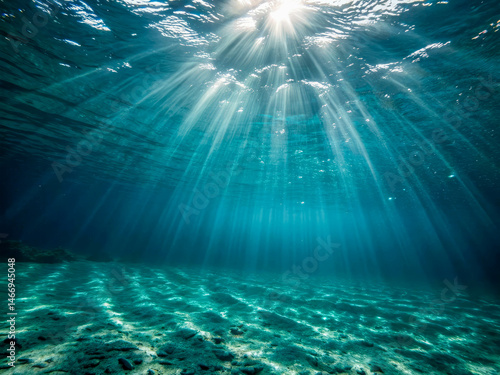 Fond de l'océan ave des rayons de soleil sous l'eau