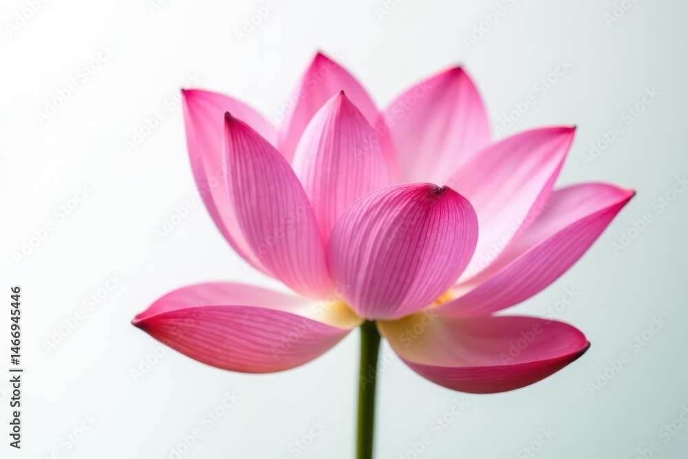 Close-up view of a pink lotus petal against a pure white background, clean, minimal Close-up view of a pink lotus petal against a pure white background, clean, minimal