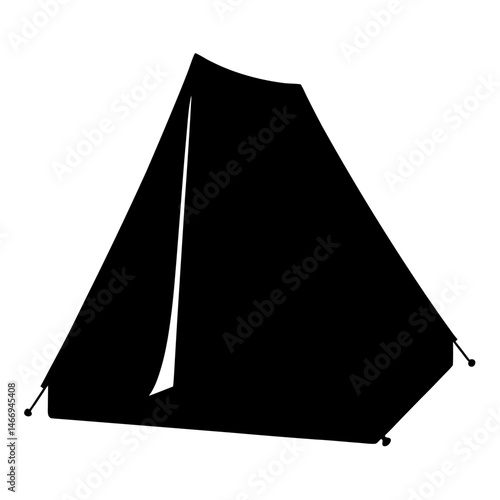 Silhouette of a camping tent for outdoor adventures and overnight stays