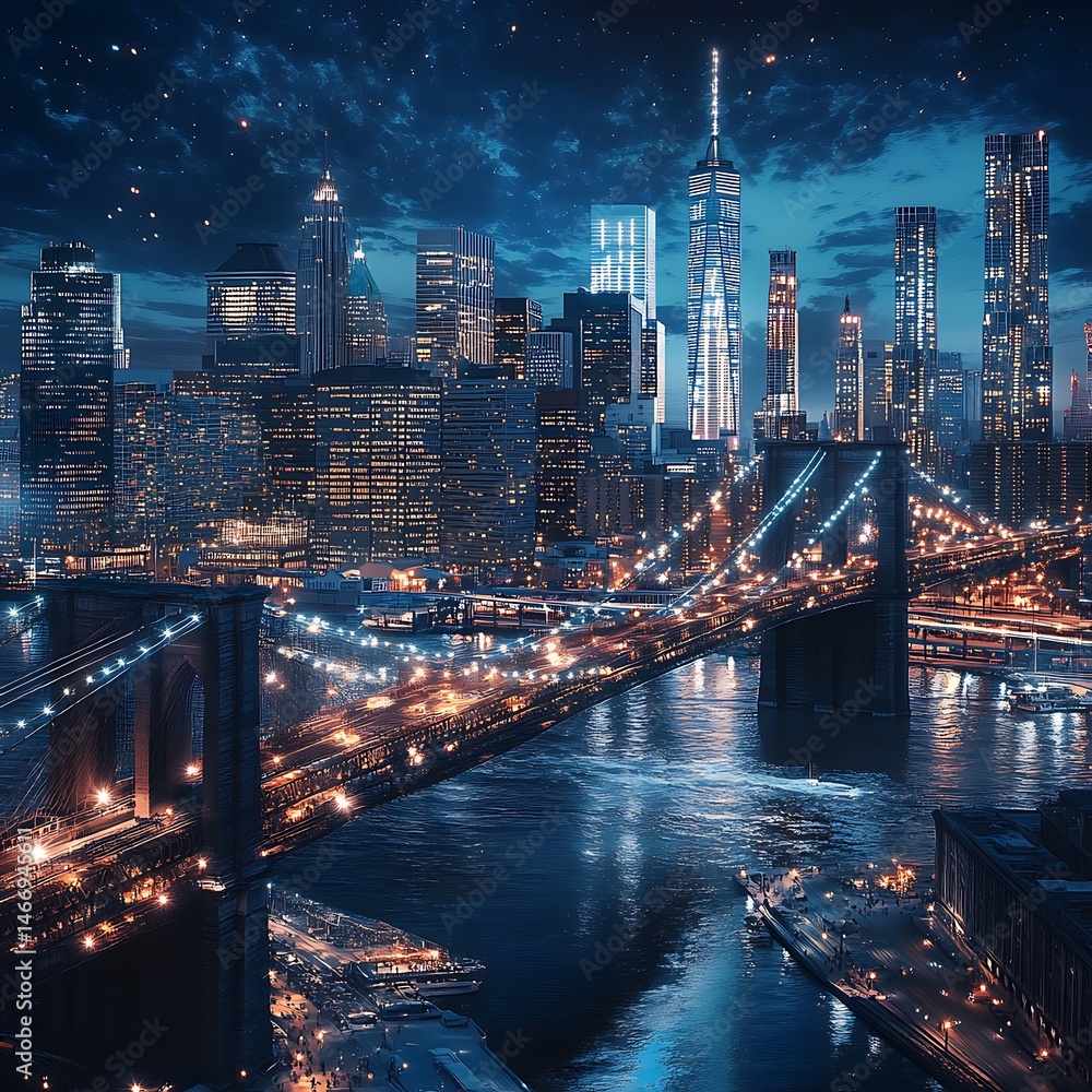 Fototapeta premium City Skyline At Sunset With Peaceful Waterfront High Resolution Picture