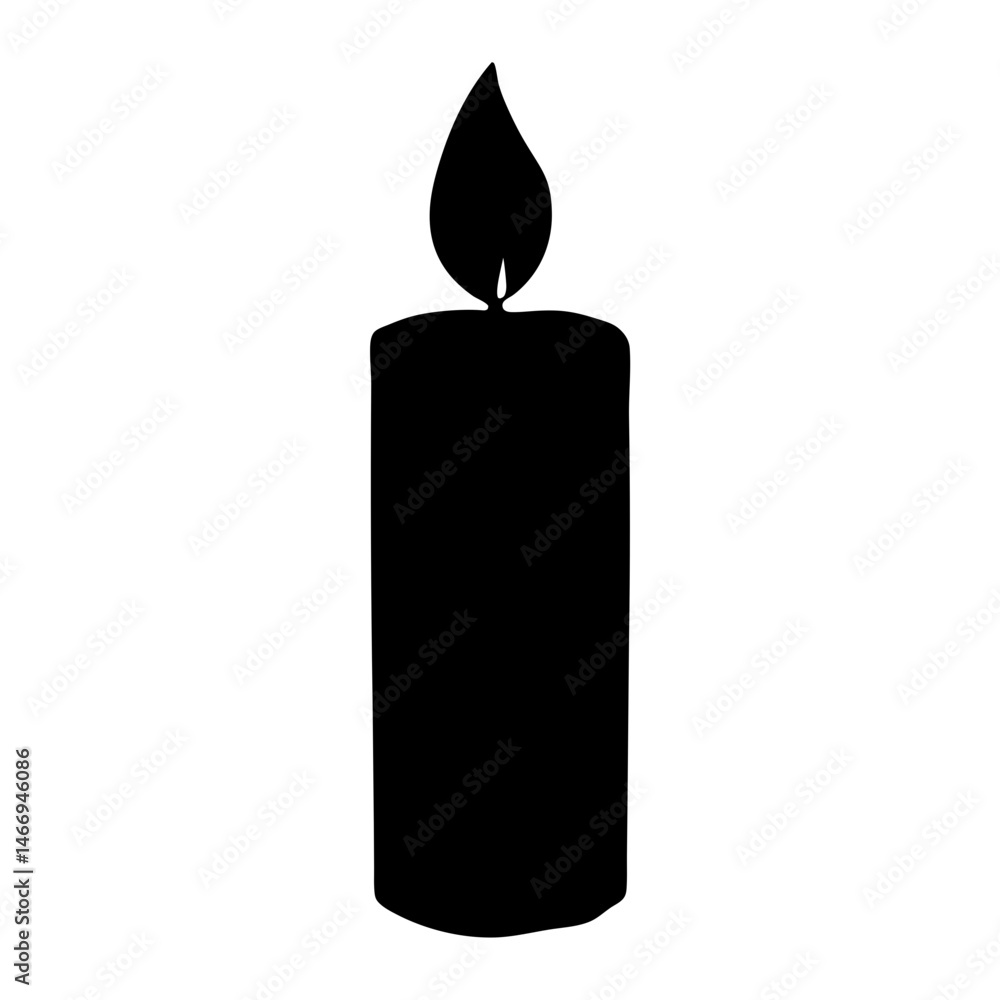 Black Silhouette of a Burning Candle, Casting a Dark and Eerie Atmosphere Black Silhouette of a Burning Candle, Casting a Dark and Eerie Atmosphere