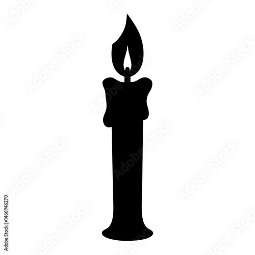 Monochrome illustration of a lit candle, ideal for spooky Halloween design