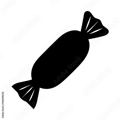 Simple black and white vector silhouette of a wrapped piece of candy