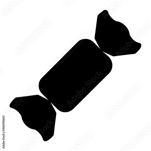 A classic wrapped candy illustrated in dark black against a bright white background
