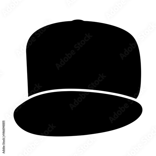 Black flat bill cap icon for streetwear and urban fashion design