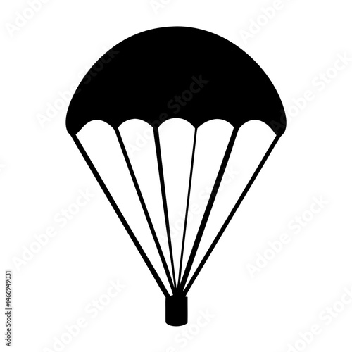 Simple Black and White Parachute Icon for Skydiving and Aerial Sports