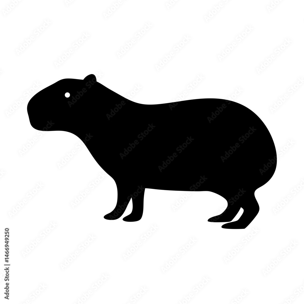 Obraz premium Silhouette of a Capybara Standing Calmly on a White Background