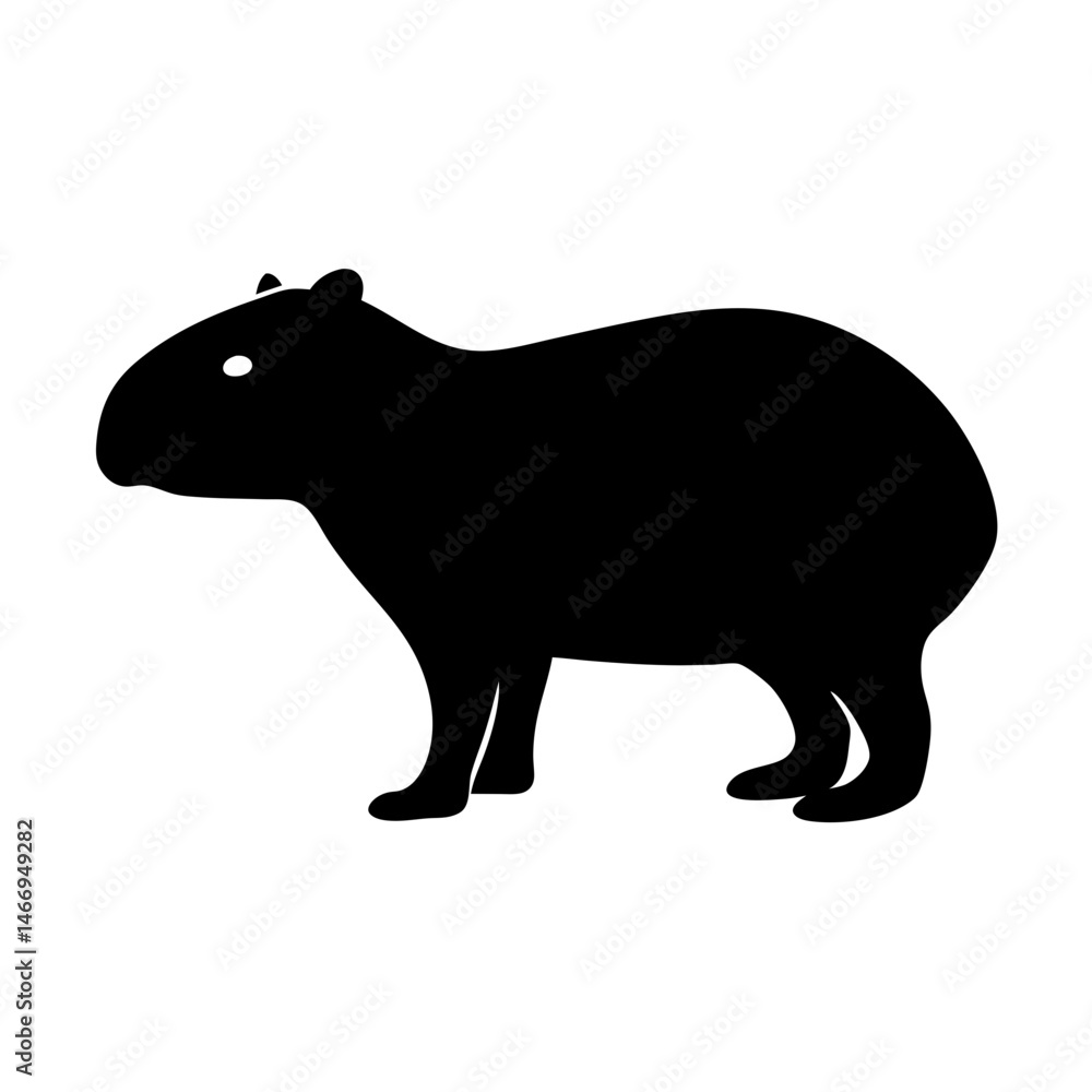 Obraz premium Silhouette of a Capybara against a white background representing a mammal