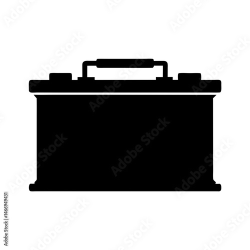 Black silhouette of a car battery on a white background illustration