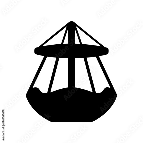 Silhouette illustration of a chair lift or cable car station symbol